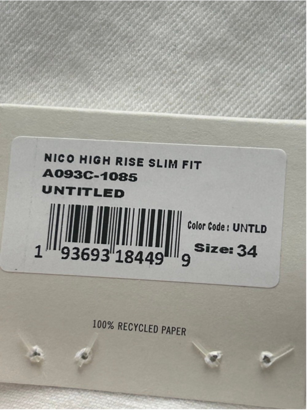 AGOLDE Nico High Rise Slim Crop Jeans White Button Fly Size 34 NWT - Picture 9 of 10